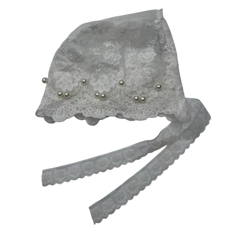 Nihao Girls Bonnet Hat‎ Size Small Lace Pearls